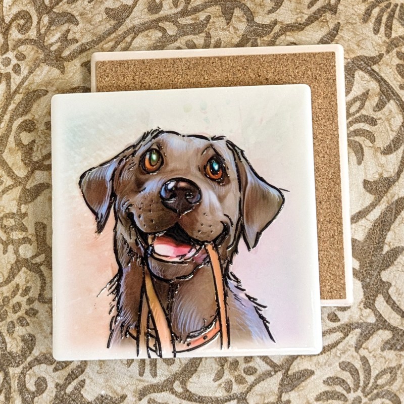 Black Labrador ceramistone coasters