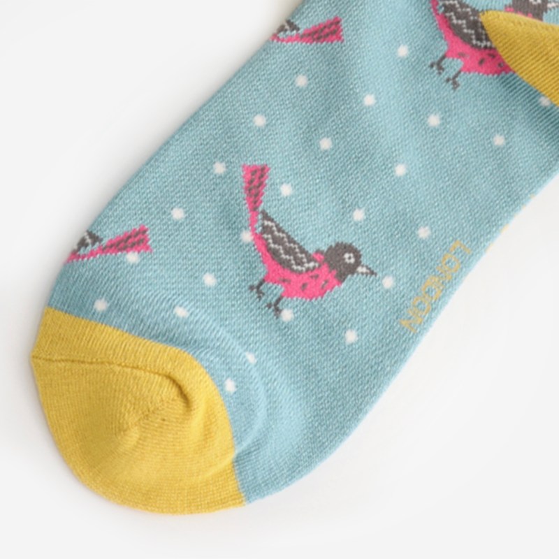 MISS SPARROW Blackbirds Socks Duck Egg