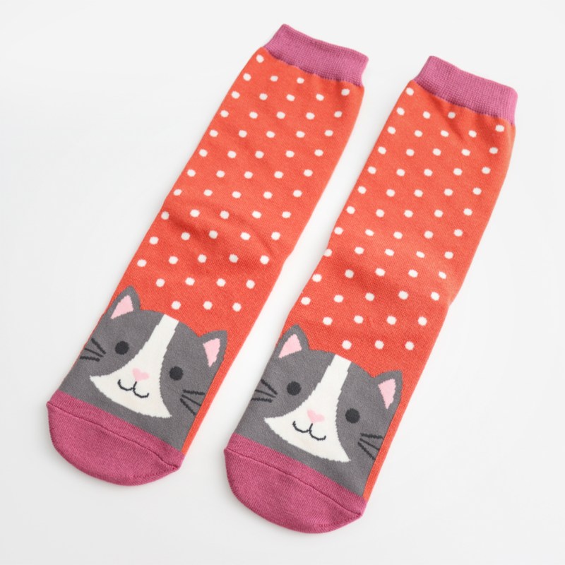 MISS SPARROW Cool Cat Socks Burnt Orange