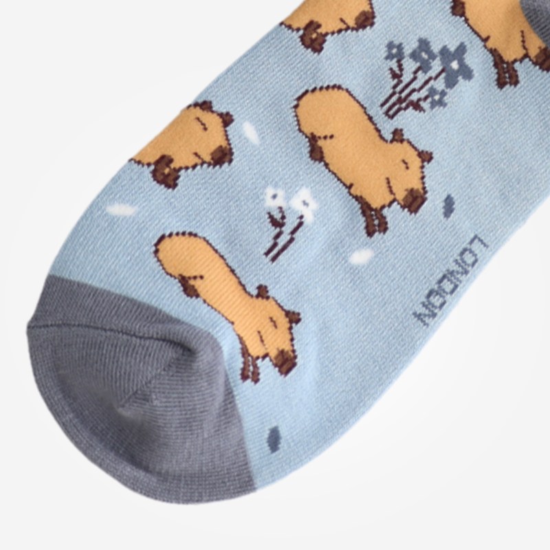 MISS SPARROW Cute Capybara Powder Blue Socks