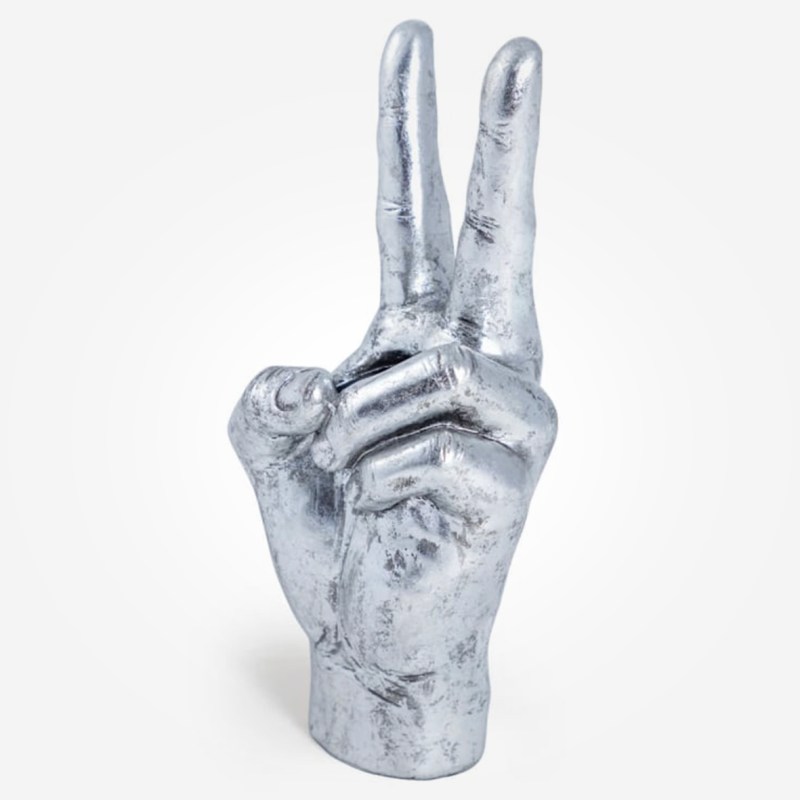 Large Silver ‘Peace’ Hand Vase