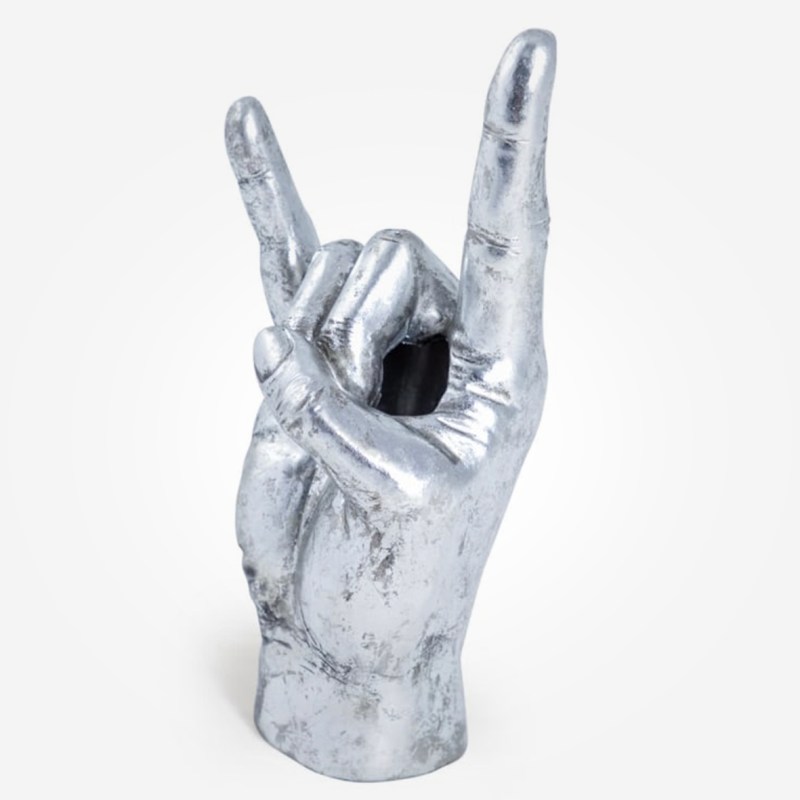 Large Silver ‘Rock On’ Hand Vase