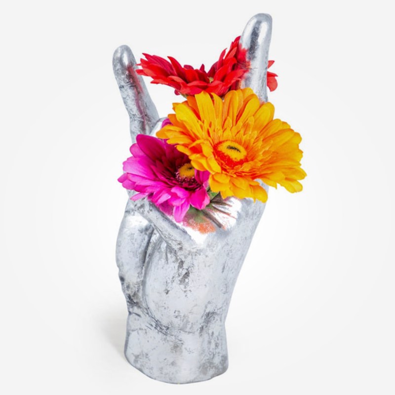 Large Silver ‘Rock On’ Hand Vase