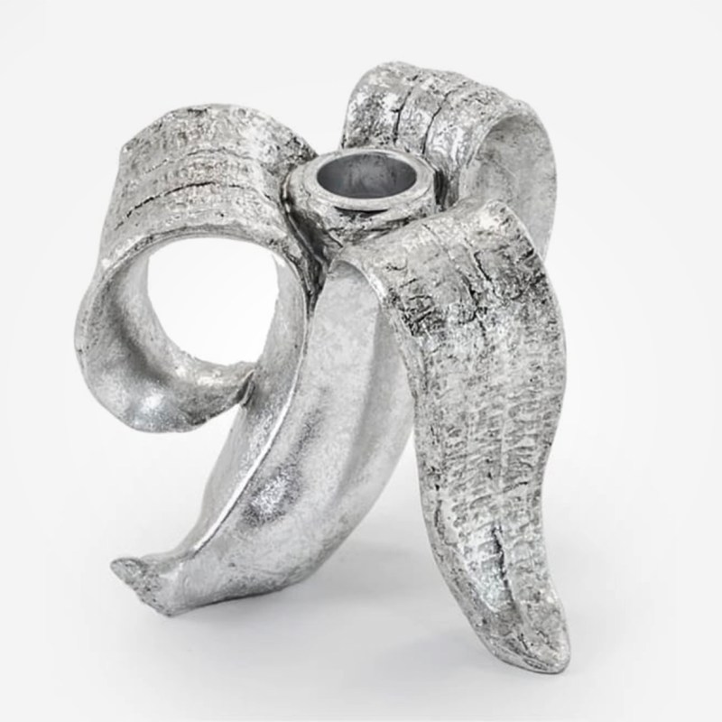 Silver Banana Candle Holder