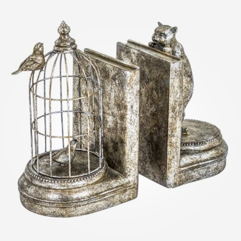 Silver 'Curious Cat' Bookends