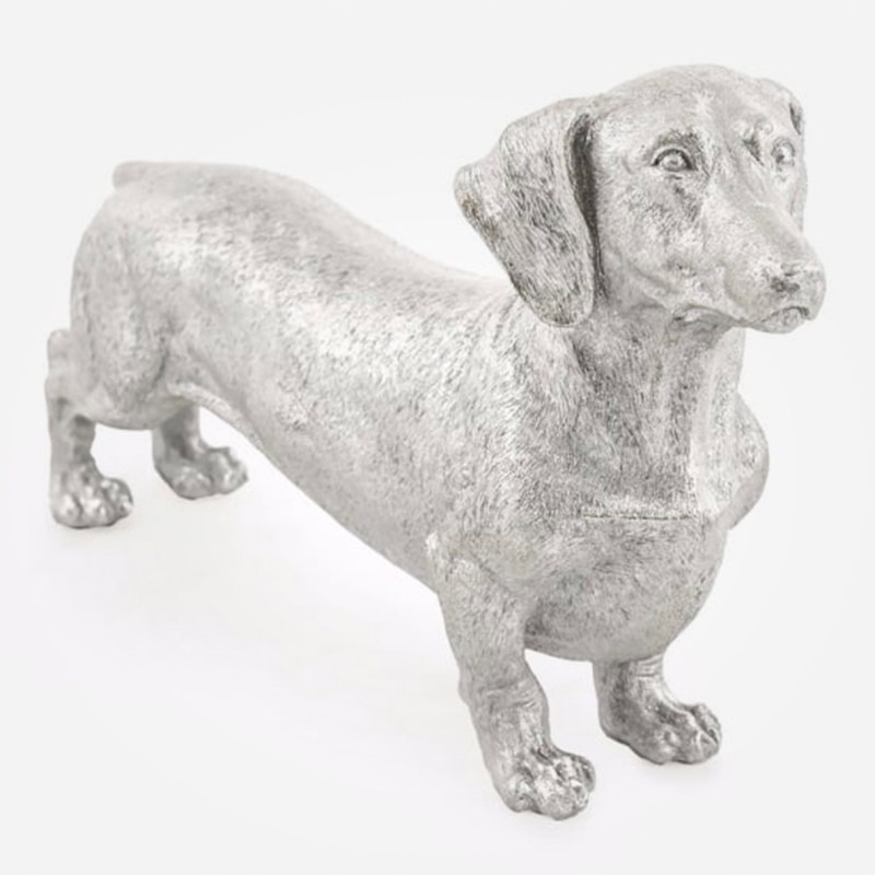 Silver Dachshund Hound Figure