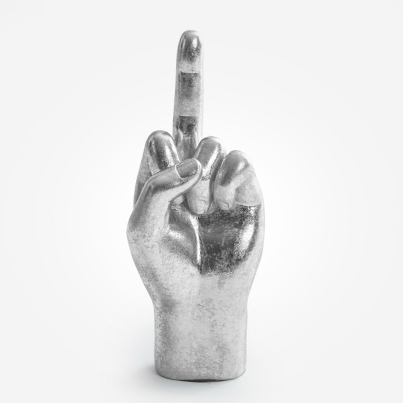 Silver Middle Finger Hand Figure