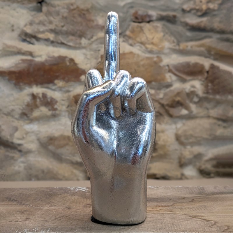 Silver Middle Finger Hand Figure