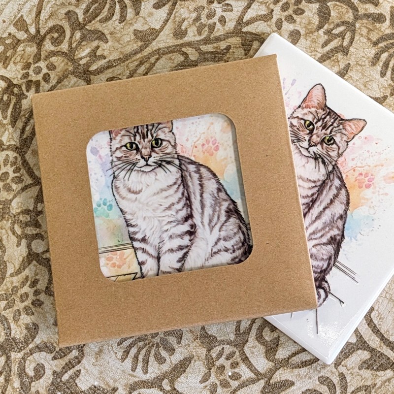 Tabby cat ceramistone coasters