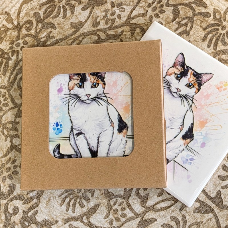 Tortoiseshell Cat ceramistone coasters