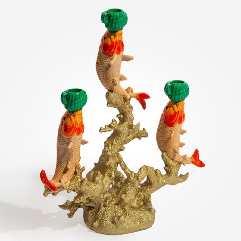 Fish & Golden Coral Candle Holder