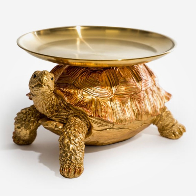 Gold & Bronze Tortoise with Gold Tray