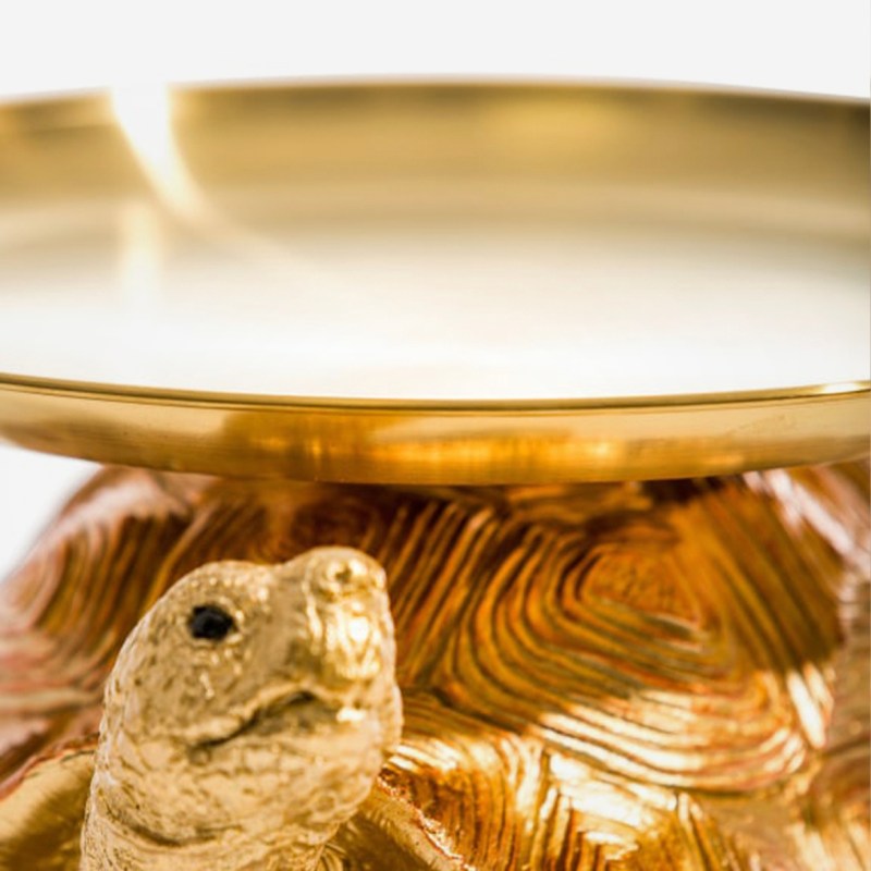Gold & Bronze Tortoise with Gold Tray
