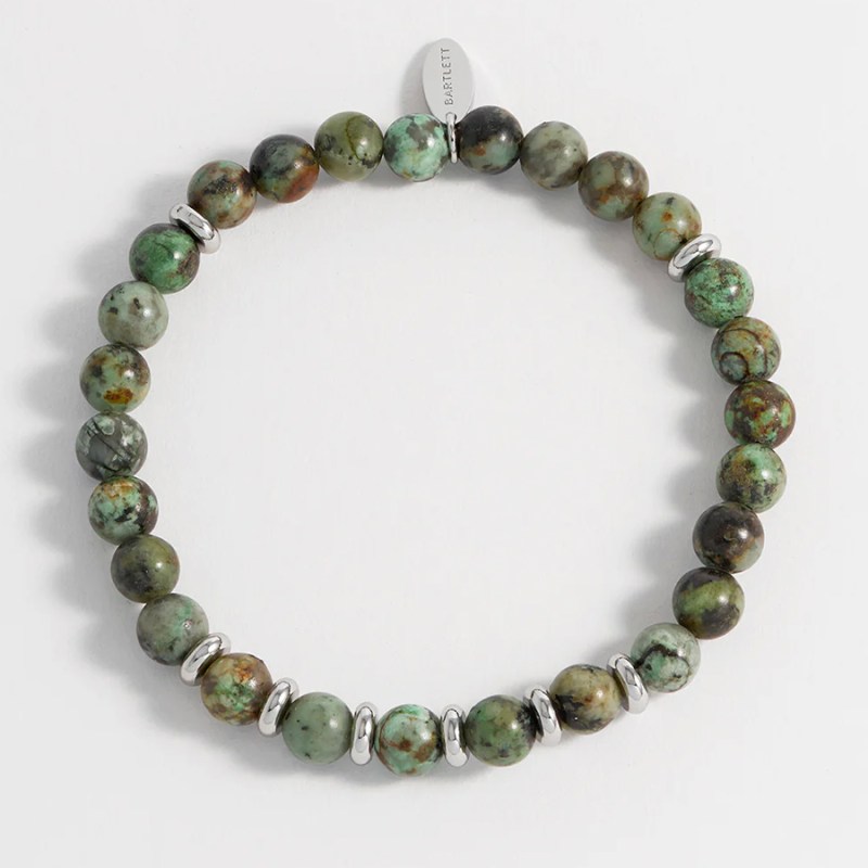 FOXY SHOPPING Green Moss Agate Beaded Bracelet