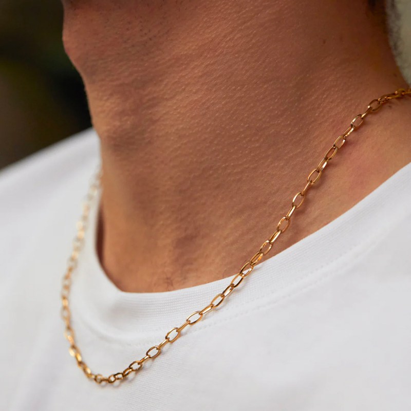 FOXY SHOPPING Men's Gold Paperclip Chain Necklace