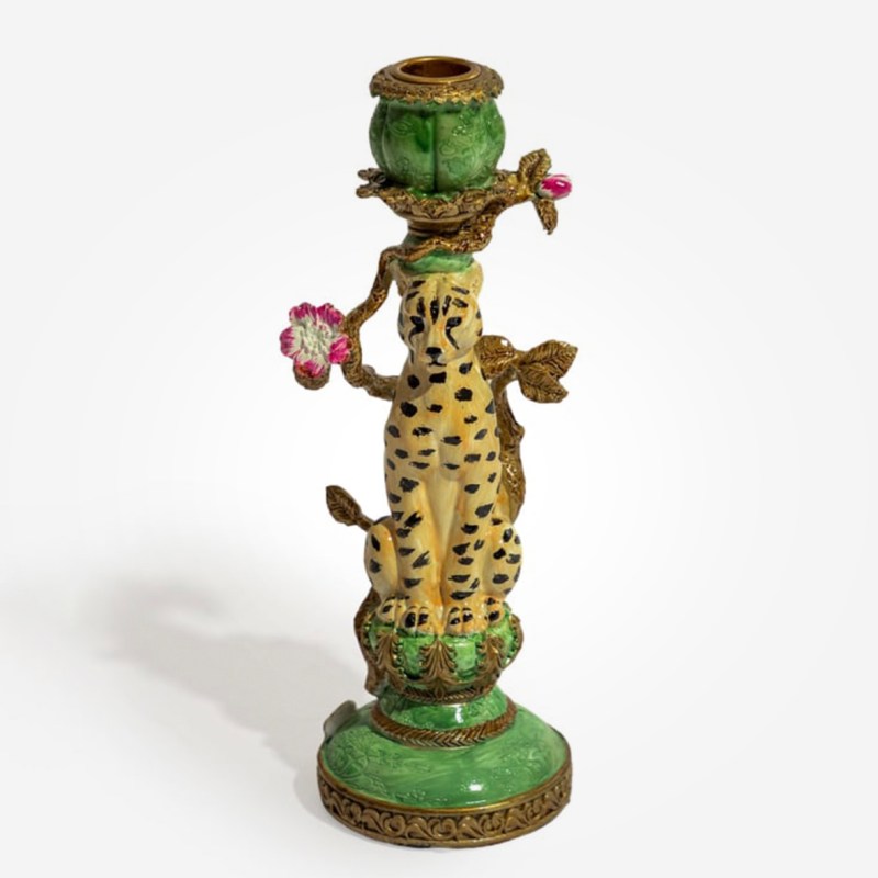 Ornate Leopard Candle Holder