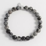 FOXY SHOPPING Snowflake Obsidian Beaded Bracelet
