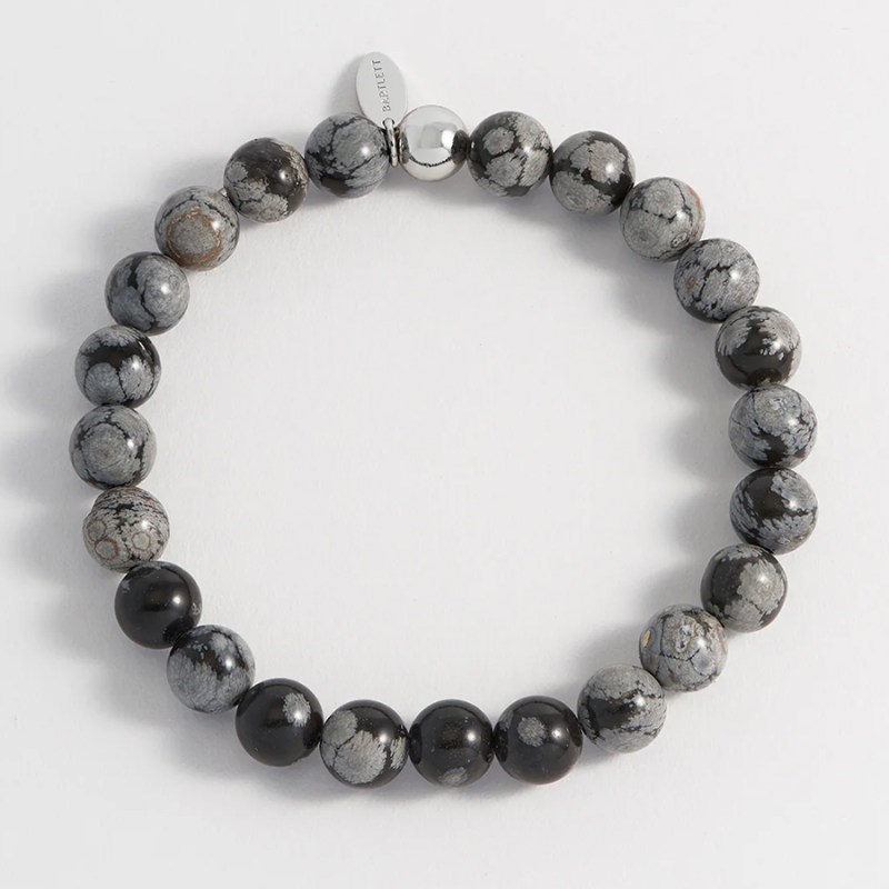 FOXY SHOPPING Snowflake Obsidian Beaded Bracelet