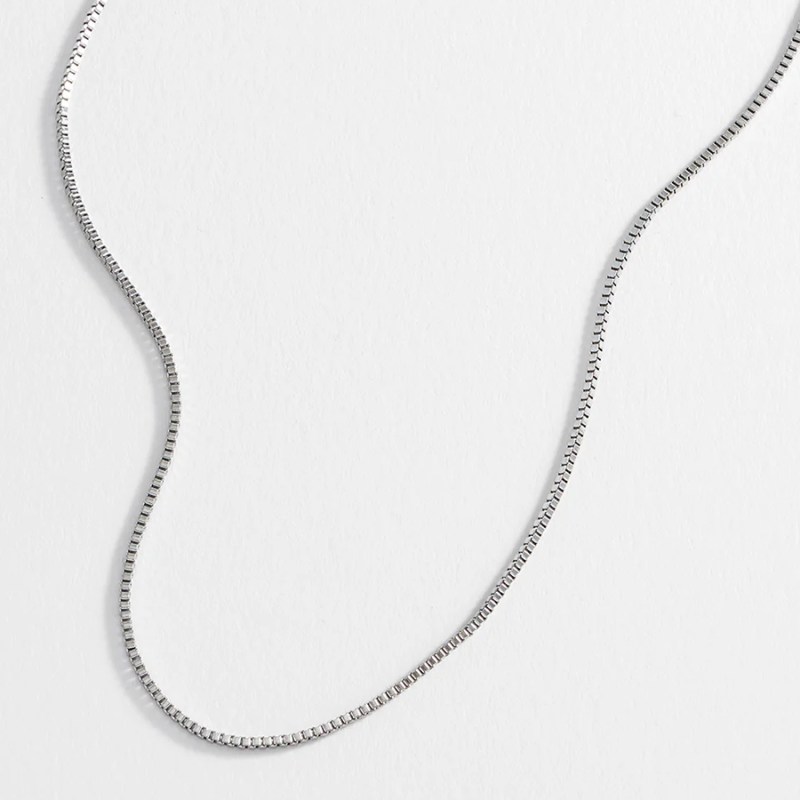 FOXY SHOPPING Thin Box Chain Silver Necklace