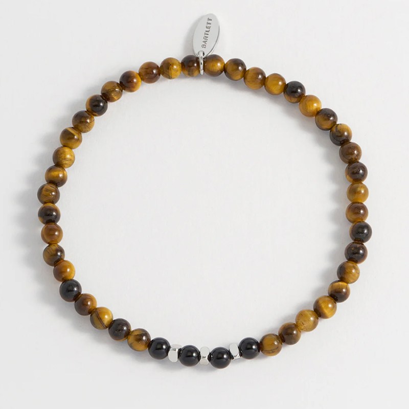 FOXY SHOPPING Tiger's Eye and Black Onyx Beaded Bracelet