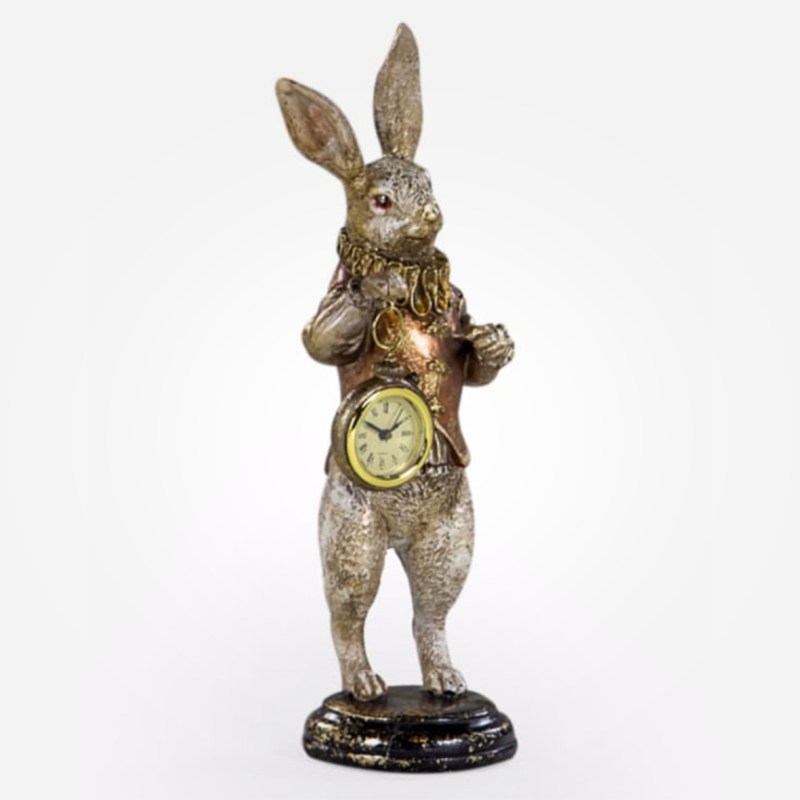 White Rabbit Clock in Pink & Gold
